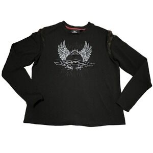 Women's Harley Davidson Genuine Long Sleeve Large‎ Mesh Sleeve Fishnet Black